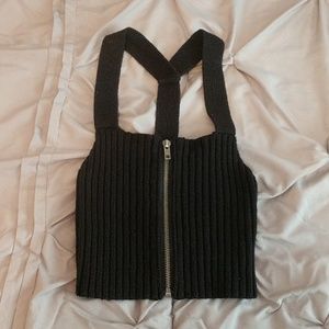 Front Zip Up Crop Top